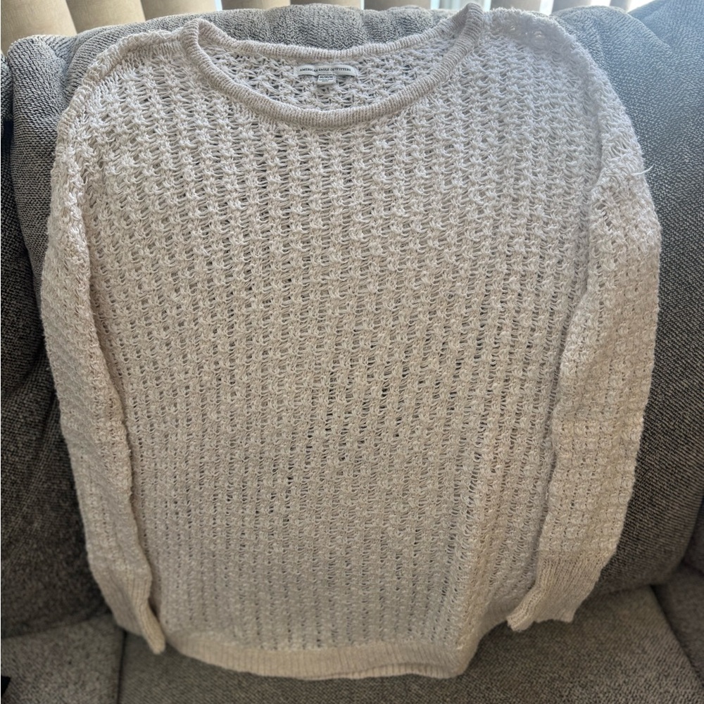 American Eagle Outfitters Women's Cream Crewneck Sweater